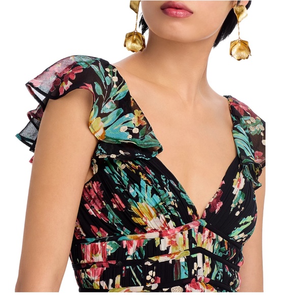 Aqua Boho Floral Maxi Dress Black / Green - Picture 2 of 6